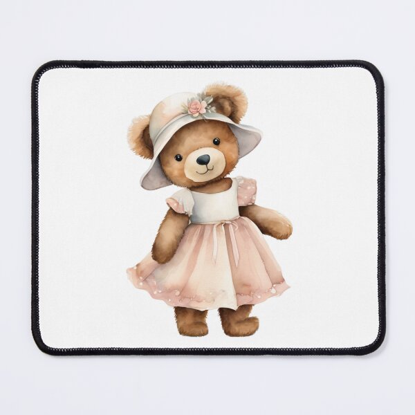 Item preview, Cute Teddy Bear in Vintage Pink Dress designed and sold by FurrFunPrints.