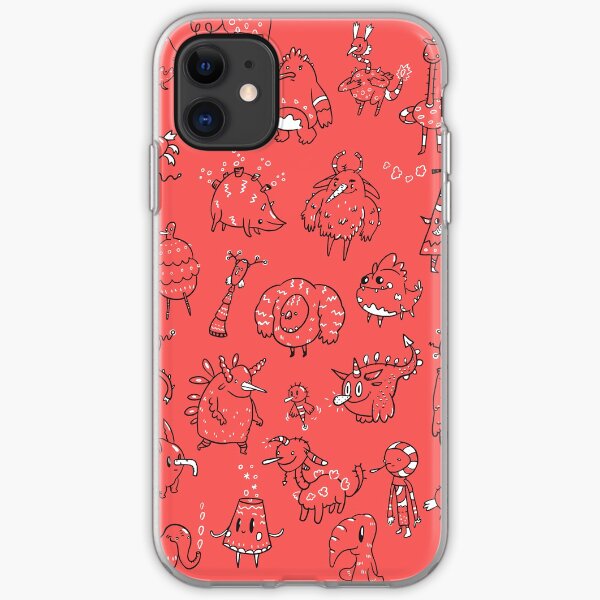 Random Creatures Phone Case - Red iPhone Soft Case
