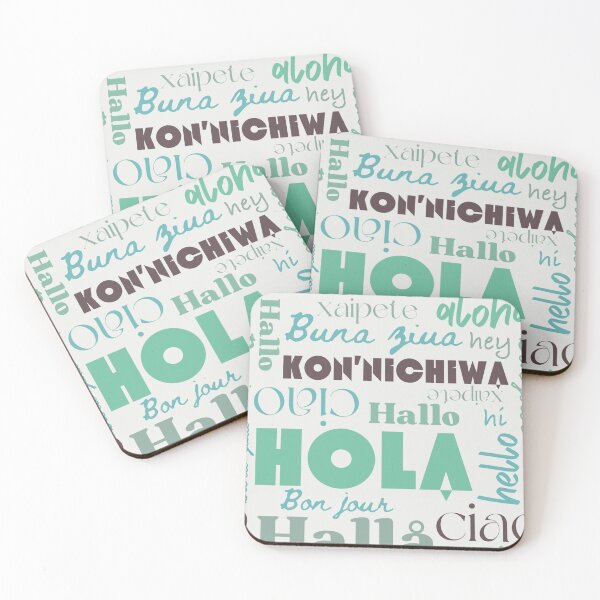 Item preview, Hello! Travel inspired in different languages in greens designed and sold by katerosestudios.
