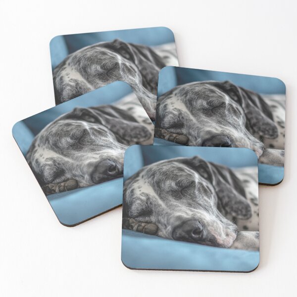 Item preview, Sleepy dog resting on a blue couch designed and sold by anytka.