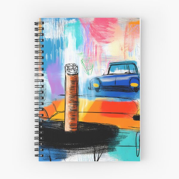 Item preview, Vibrant City Escape - Blue Car, Cigar, and Whiskey Glasses in a Dynamic Abstract Setting designed and sold by OlfactoART Studio.