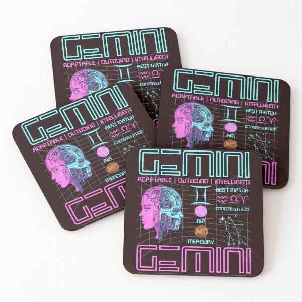 Item preview, Gemini Neon Cyberpunk Zodiac | Futuristic Horoscope Print designed and sold by TuncGK.