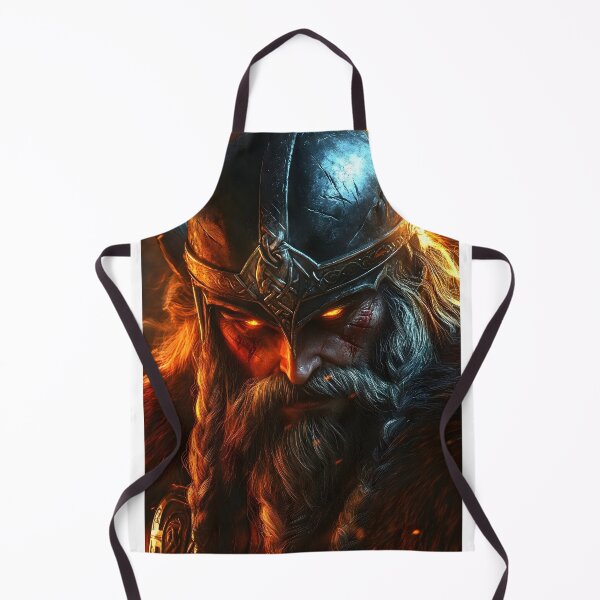 Item preview, Fierce warrior with glowing eyes amidst fiery backdrop designed and sold by Artessie.