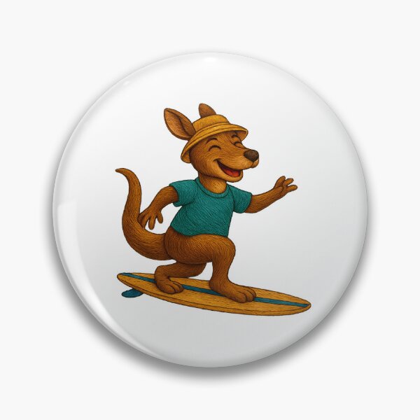 Artikelvorschau, Surfing Kangaroo Stickerei Patch im australischen Beach-Stil entworfen und verkauft von #Adulting Central.
