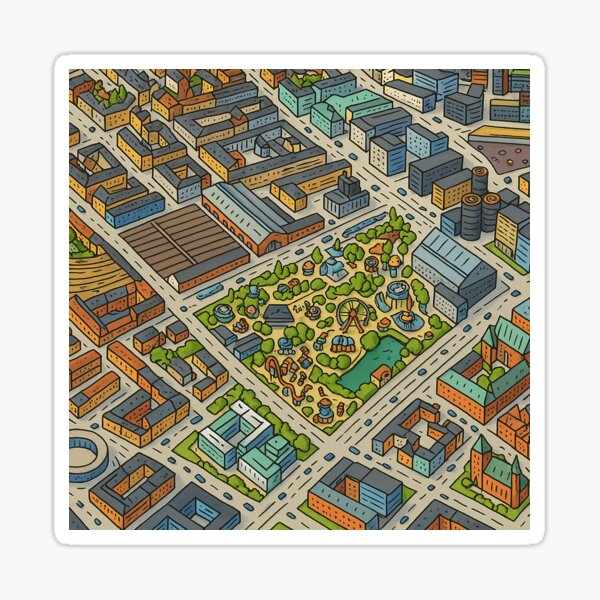 Item preview, Copenhagen from Above – Cartoon Cityscape designed and sold by SimplyDanish .