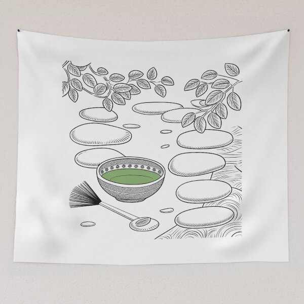 Item preview, Zen Garden with Matcha Tea Bowl designed and sold by RoxyBlazeStudio.