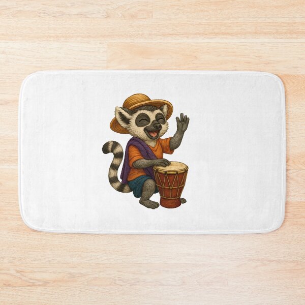 Item preview, Lemur Drumming Joyfully Embroidered Patch Madagascar Style designed and sold by #Adulting Central.