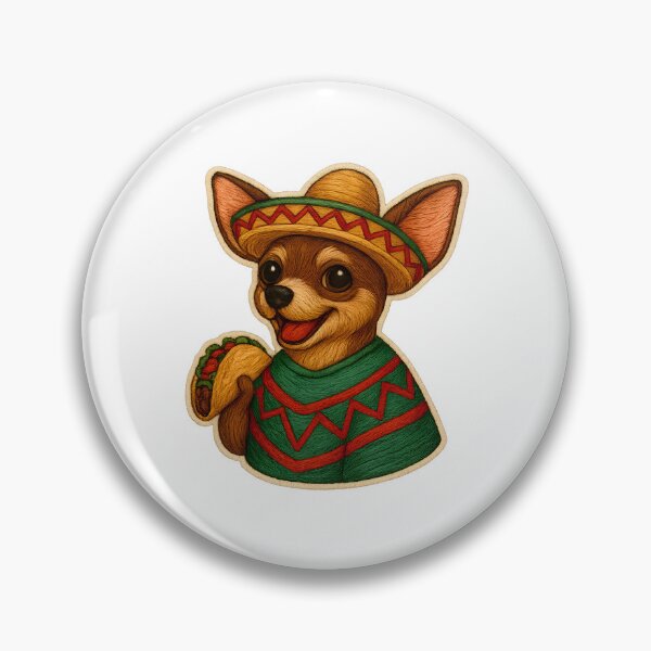 Artikelvorschau, Taco-liebender Chihuahua, bestickter Aufnäher im Poncho entworfen und verkauft von #Adulting Central.