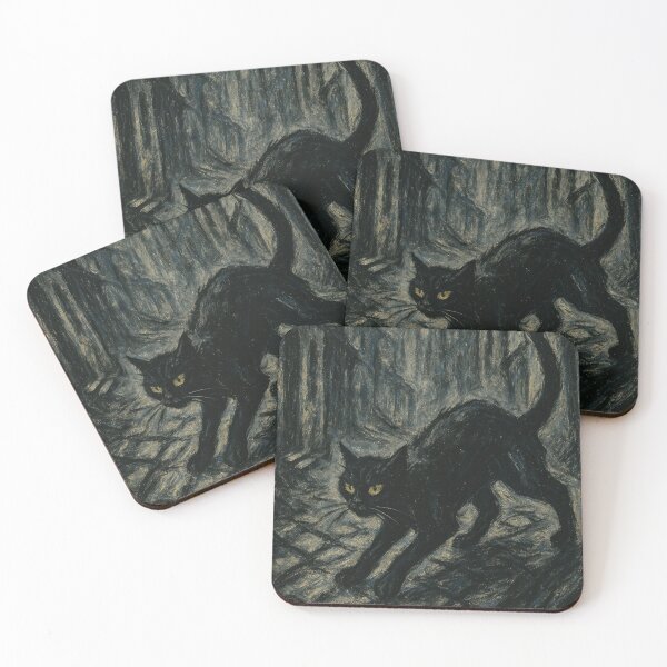 Item preview, Shadow in the Mist – Expressionist Black Cat designed and sold by LesChatsArt.