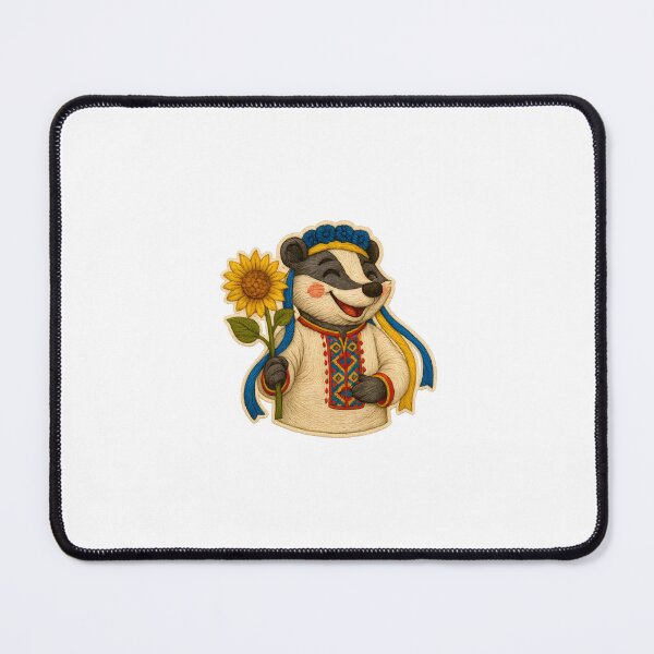 Item preview, Ukrainian Badger Embroidery Patch with Sunflower Shirt designed and sold by #Adulting Central.
