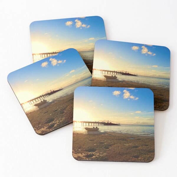 Item preview, Kingfisher Bay resort Jetty at dusk blue sky designed and sold by Mark Grimsley.