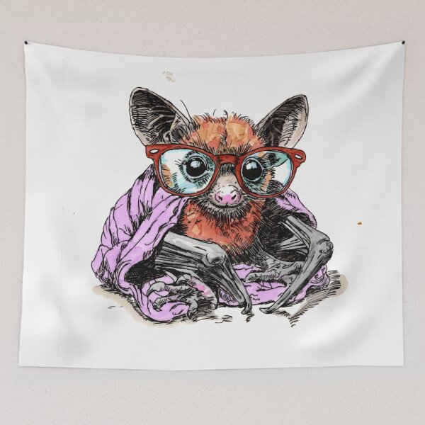 Item preview, Egyptian Fruit Bat in Glasses 1 designed and sold by Scribbles & Doodles by Jinx.