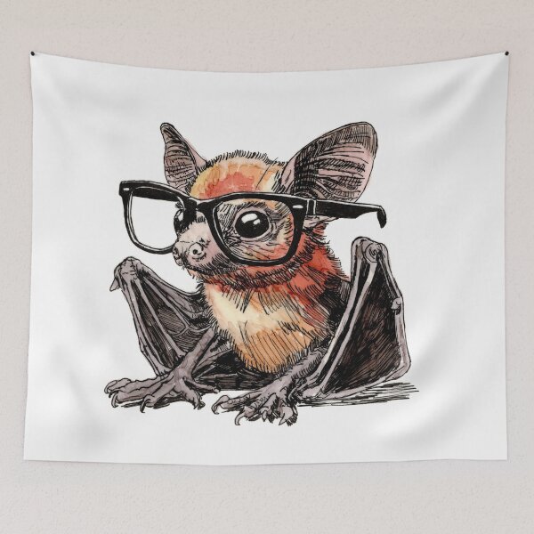 Item preview, Egyptian Fruit Bat in Glasses 2 designed and sold by Scribbles & Doodles by Jinx.