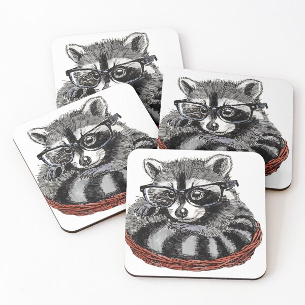 Item preview, Raccoon in Glasses designed and sold by Scribbles & Doodles by Jinx.