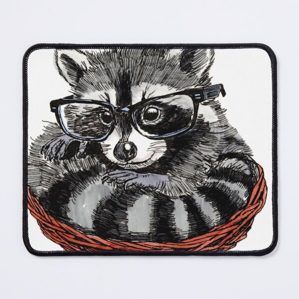 Item preview, Raccoon in Glasses designed and sold by Scribbles & Doodles by Jinx.