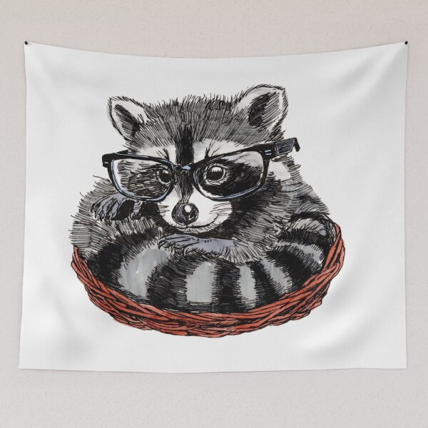 Item preview, Raccoon in Glasses designed and sold by Scribbles & Doodles by Jinx.