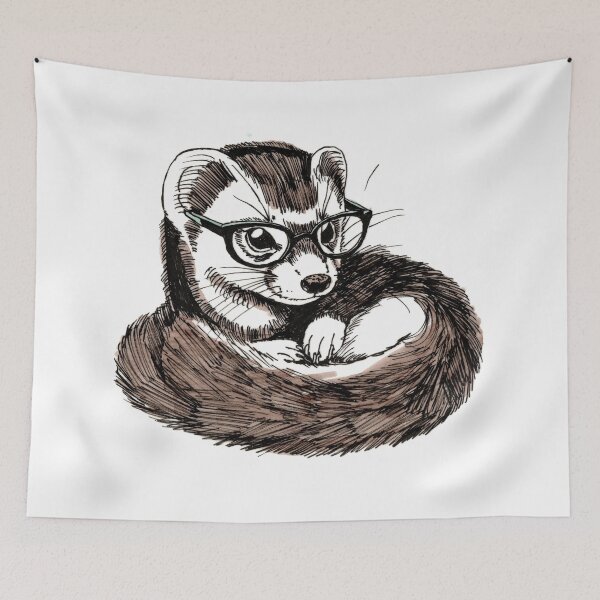 Item preview, Stoat in Glasses designed and sold by Scribbles & Doodles by Jinx.