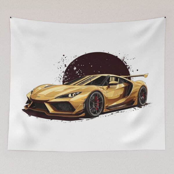 Item preview, Golden Fast Supercar - Futuristic Sports Car Art designed and sold by MaciejCraft.