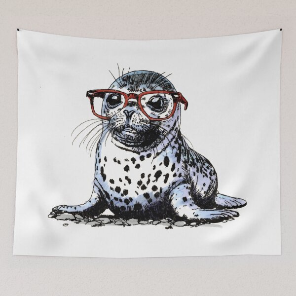 Item preview, Hawaiian Monk Seal in Glasses 2 designed and sold by Scribbles & Doodles by Jinx.
