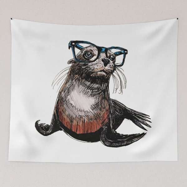 Item preview, Sea Lion in Glasses 2 designed and sold by Scribbles & Doodles by Jinx.