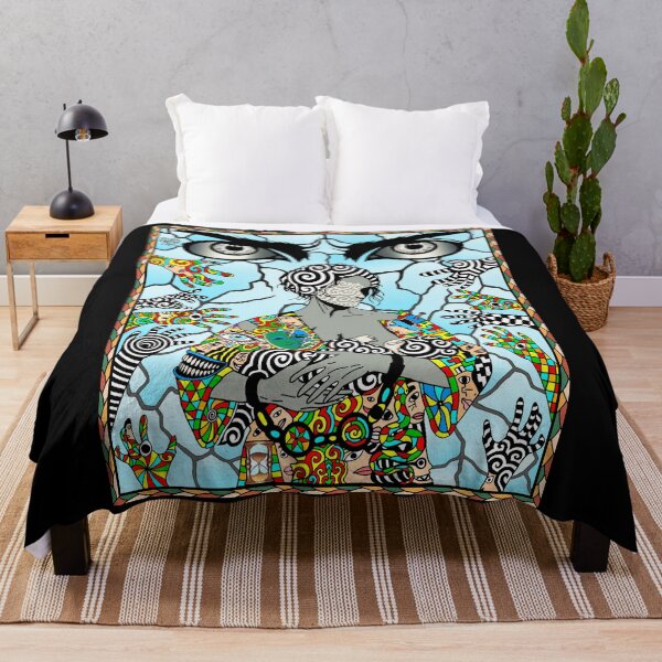 Item preview, Broken Smile – Surreal Psychedelic Art Depicting Struggle, Hope, and Feminine Strength designed and sold by DrawHandArt.