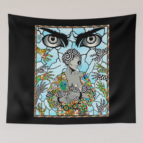 Item preview, Broken Smile – Surreal Psychedelic Art Depicting Struggle, Hope, and Feminine Strength designed and sold by DrawHandArt.