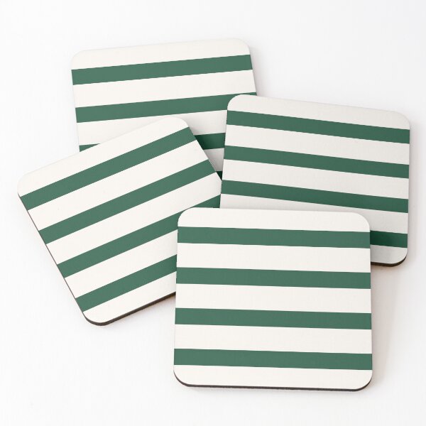 Item preview, Luxe Organic Stripes  – Linen White & Dark Emerald Botanical-Inspired  designed and sold by The Cozy Stripe | Modern Textile Stories.