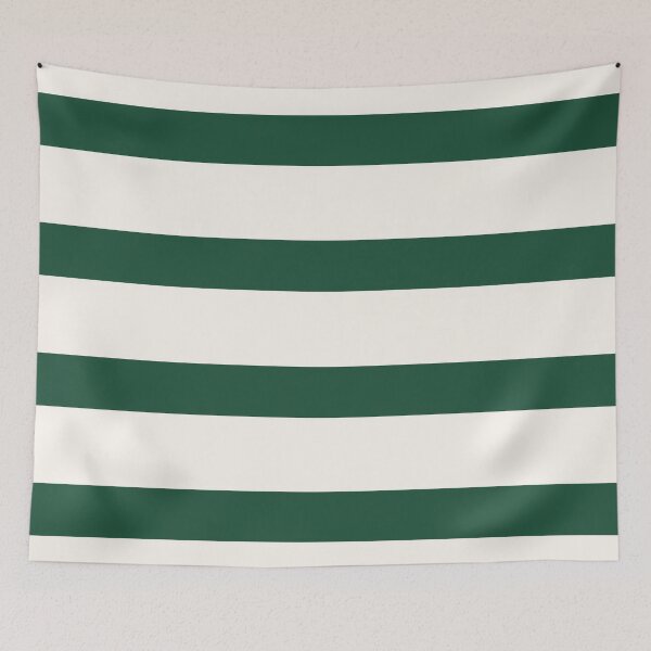 Item preview, Luxe Organic Stripes  – Linen White & Dark Emerald Botanical-Inspired  designed and sold by The Cozy Stripe | Modern Textile Stories.