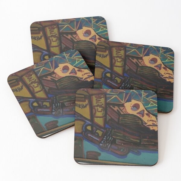 Item preview, Mystic Knowledge Skull Books & Boxes, Yellow Line Art designed and sold by LuxuryApparels.