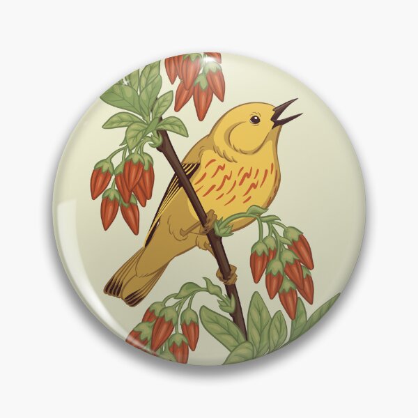 Item preview, Yellow Warbler with Black Huckleberry Blossoms designed and sold by JadaFitch.