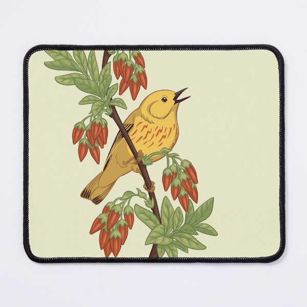Item preview, Yellow Warbler with Black Huckleberry Blossoms designed and sold by JadaFitch.