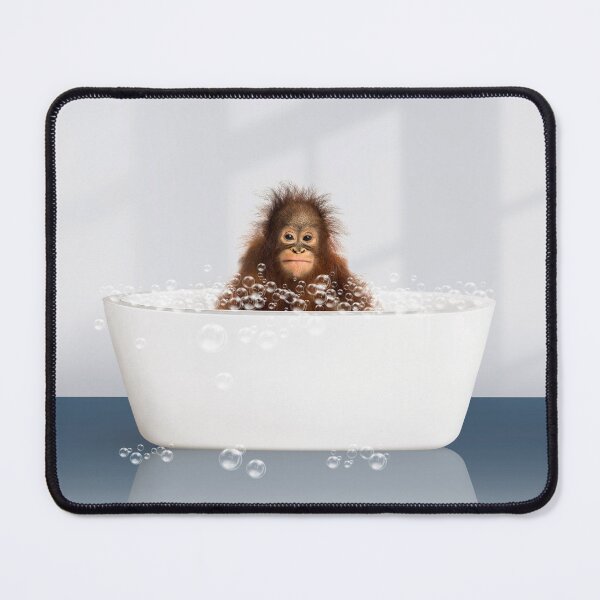 Item preview, Baby Monkey  in Modern Bathtub Blue Print, Baby Monkey Bathing, Animals in Bathtub Art by Synplus designed and sold by synplus.