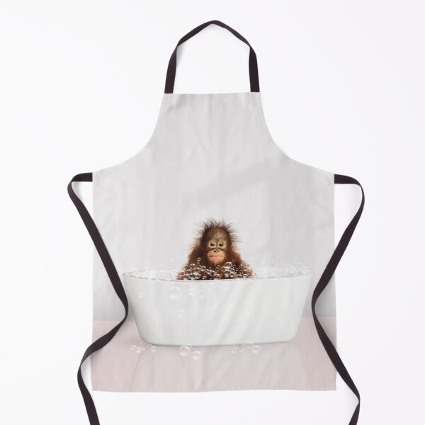 Item preview, Baby Monkey in Modern Bathtub Pink Print, Baby Monkey Bathing, Animals in Bathtub Art by Synplus designed and sold by synplus.