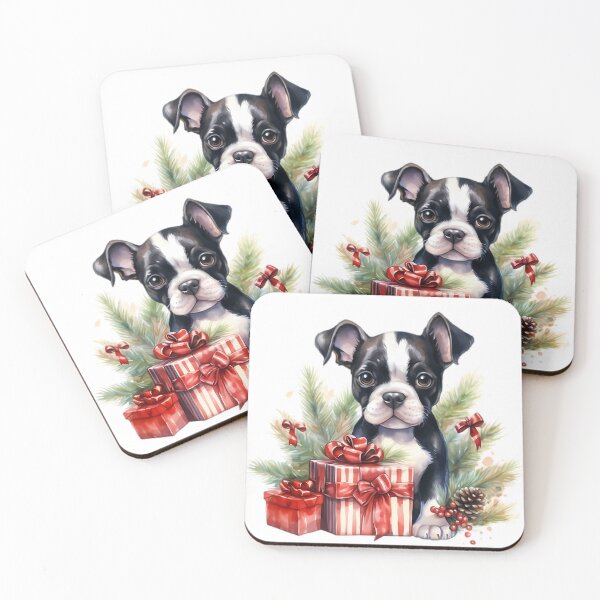 Item preview, Boston Terrier Christmas Watercolor – Festive Holiday Dog Art designed and sold by SellingWSarah17.