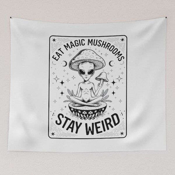 Item preview, Hilarious Alien & Magic Mushrooms – "Eat Magic Mushrooms, Stay Weird" designed and sold by paulo silveira.