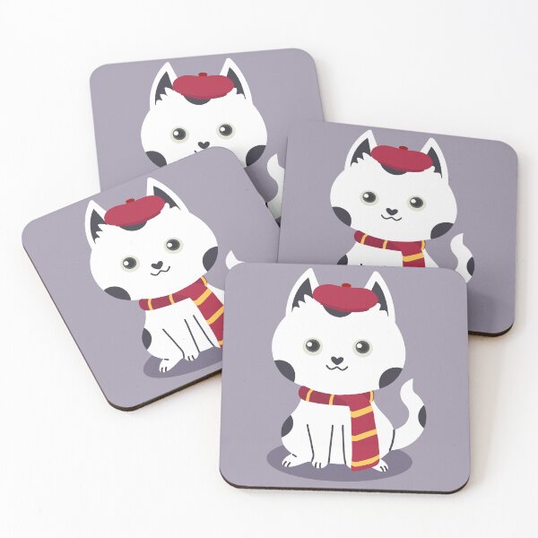 Item preview, Flat Design Illustration with Black and Cat wearing Beret and Scarf	 designed and sold by AlginaPugachova.