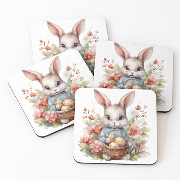 Item preview, Charming Watercolor Bunny and Flowers – Whimsical Spring Art designed and sold by SellingWSarah17.