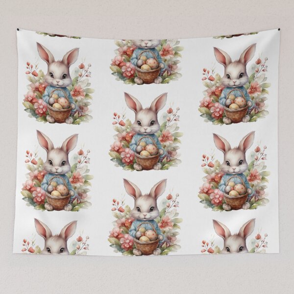 Item preview, Charming Watercolor Bunny and Flowers – Whimsical Spring Art designed and sold by SellingWSarah17.