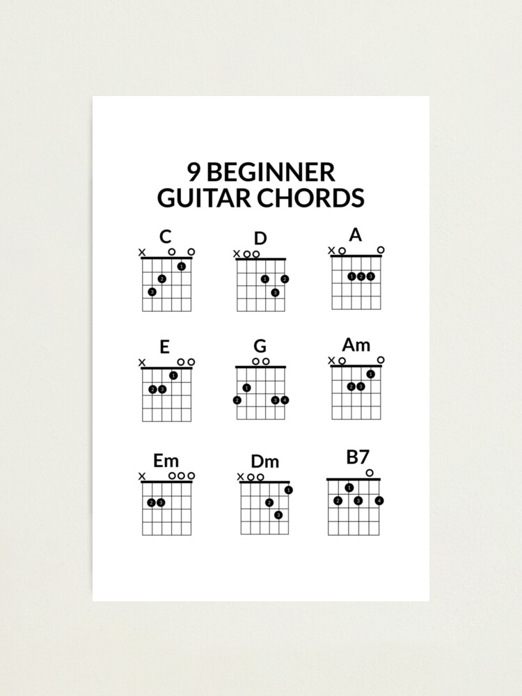 Beginner guitar chords Photographic Print