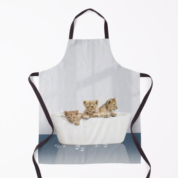 Item preview, Baby Lions in Modern Bathtub Blue Print, Lion Cub Bathing, Animals in Bathtub Art by Synplus designed and sold by synplus.