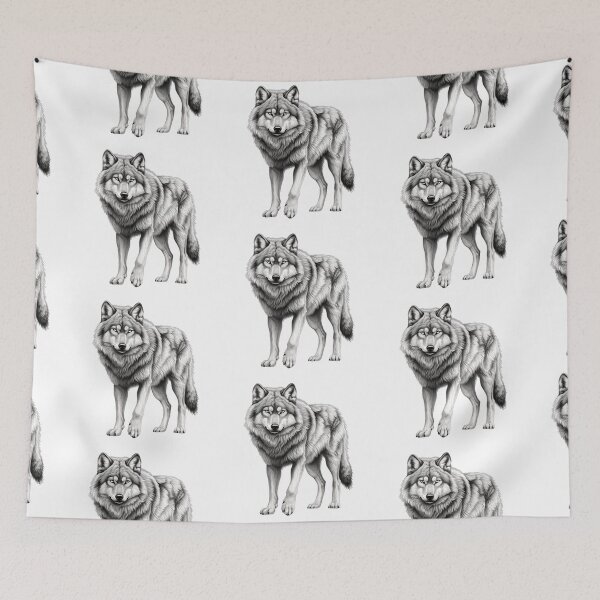 Item preview, Serene Wolf Drawing Art – Peaceful & Majestic Wildlife Illustration designed and sold by SellingWSarah17.