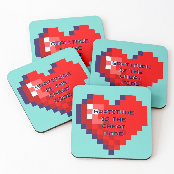 Item preview, Gratitude is the Cheat Code – Retro Gamer Heart Design designed and sold by LUV963.