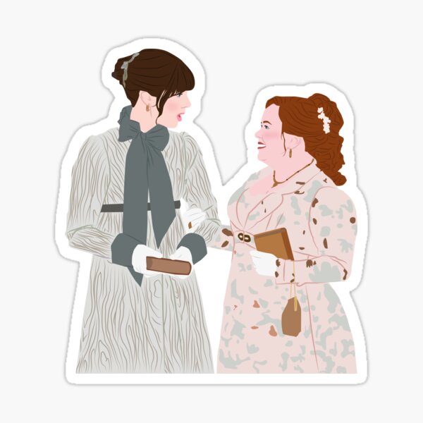 Aperçu de l'œuvre Pénélope et Éloïse sourient, meilleures amies Bridgerton Netflix créée et vendue par KamiTrendz.