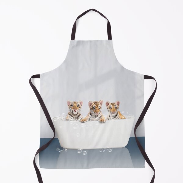 Item preview, Three Baby Tigers in Modern Bathtub Blue Print, Tiger Cub Bathing, Animals in Bathtub Art by Synplus designed and sold by synplus.