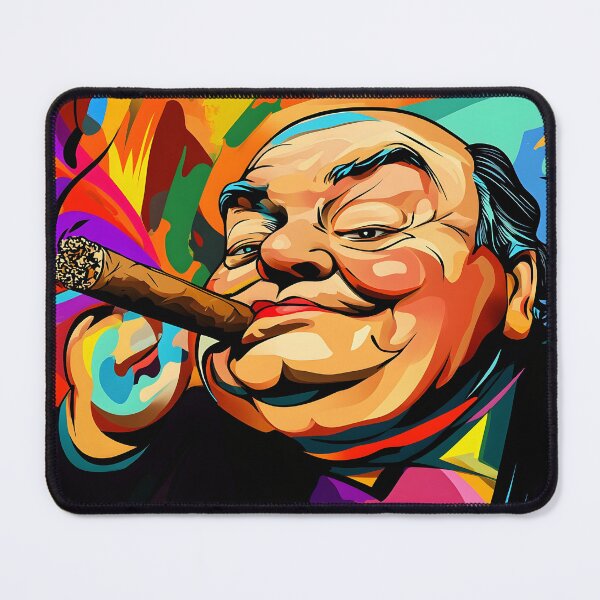 Item preview, Winston Churchill in Motion - Bold Colors and Abstract Energy with Iconic Cigar designed and sold by OlfactoART Studio.