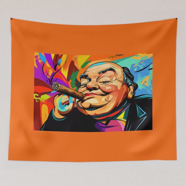 Item preview, Winston Churchill in Motion - Bold Colors and Abstract Energy with Iconic Cigar designed and sold by OlfactoART Studio.