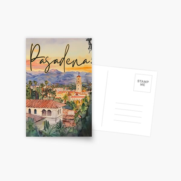 Item preview, Pasadena California Watercolor Sunset Art designed and sold by TuncGK.