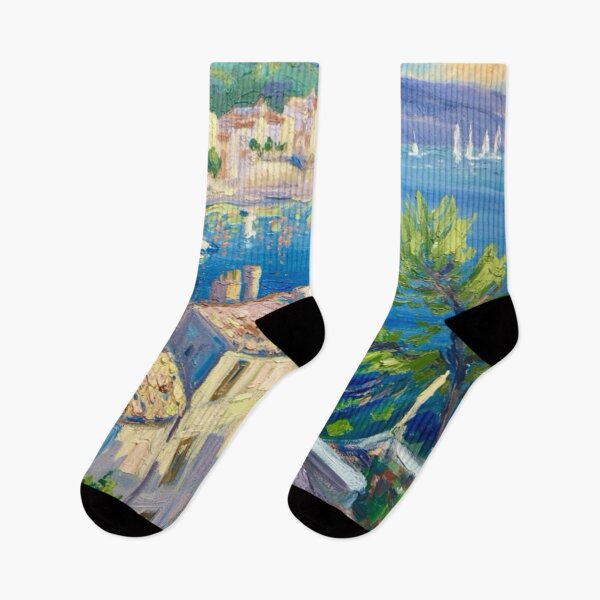 Item preview, Seaside House with Blue Shutters – French Impressionist Landscape designed and sold by CARRAANN.