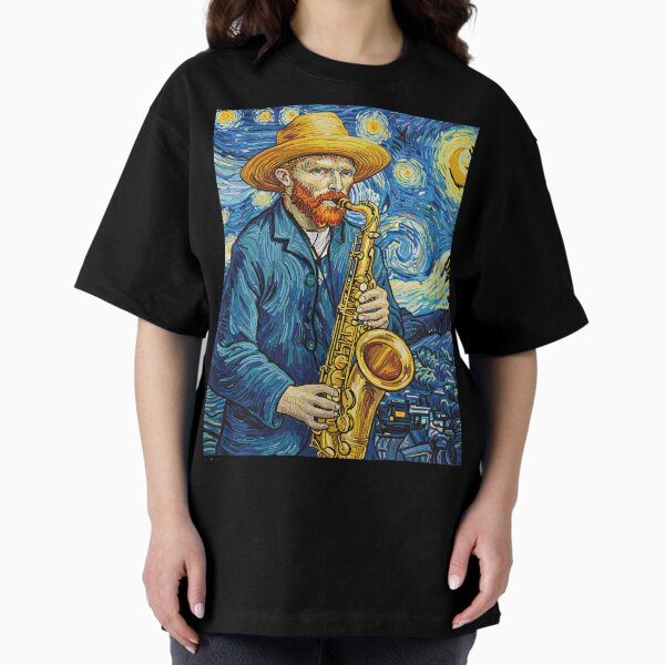 Aperçu de l'œuvre Vincent van Gogh jouant du saxophone créée et vendue par Designbyhy.