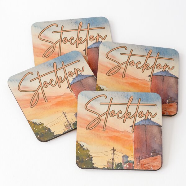 Item preview, Stockton California Urban Watercolor Sunset designed and sold by TuncGK.